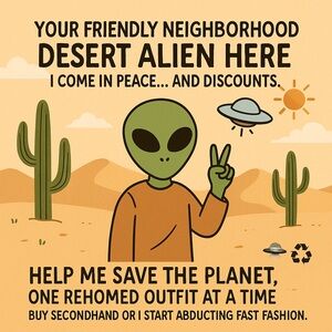 🌵 Desert Alien Eco Art Print • Sustainable Fashion Graphic
